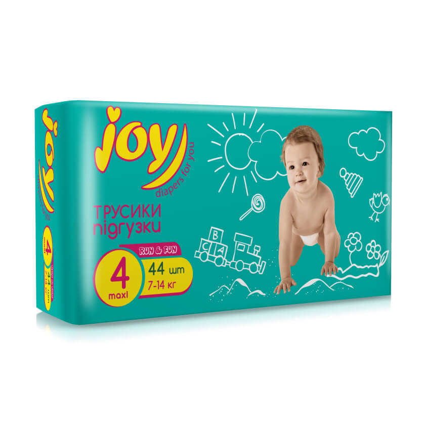   Трусики-подгузники Joy Run & Fun размер 4 (7-14 кг), 44 шт    