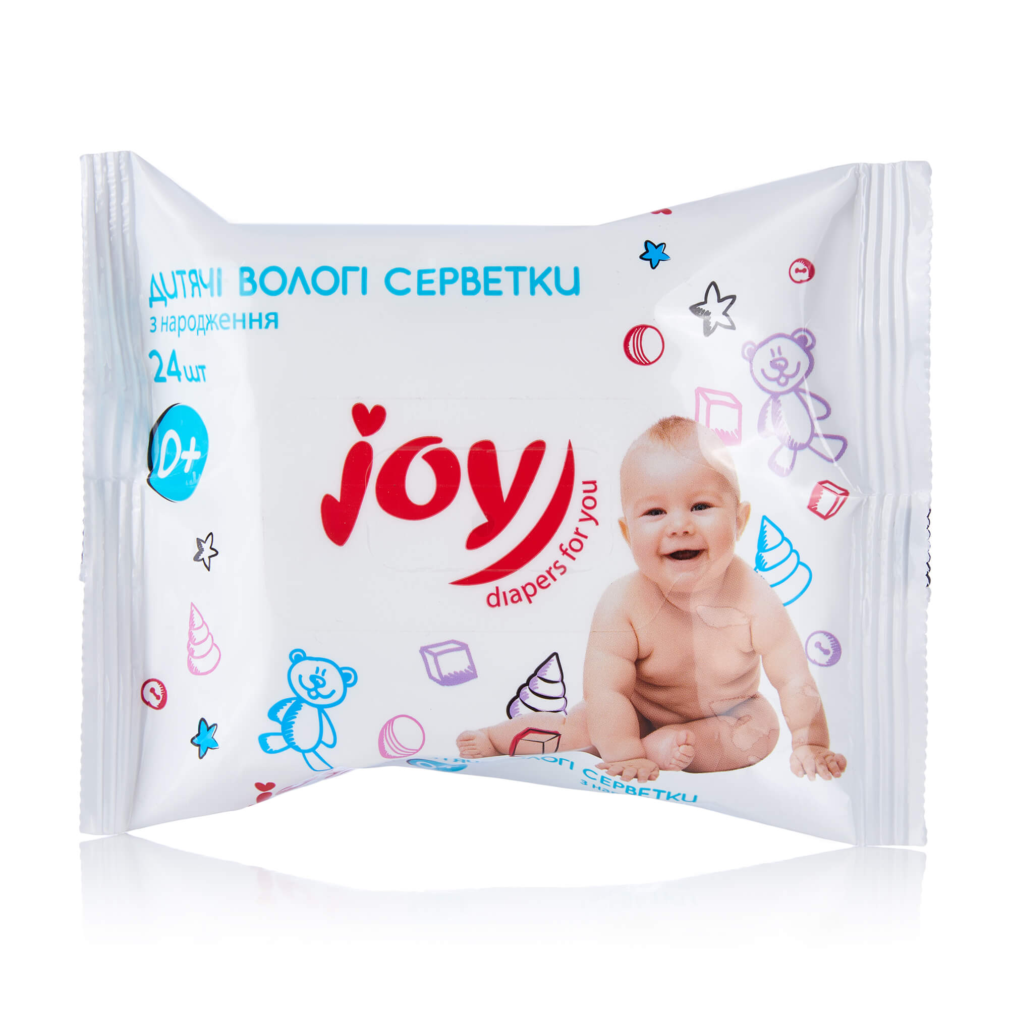 Детские влажные салфетки Joy с клапаном с экстрактом ромашки и календулы, 24 шт  